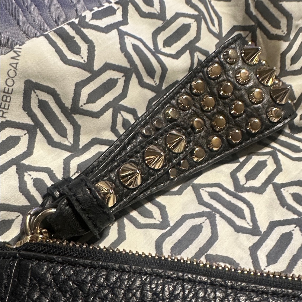 Rebecca Minkoff Black and Gold Studded Clutch box 4 - Picture 14 of 16